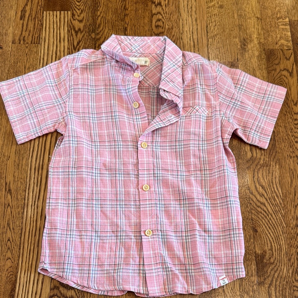 Me & Henry Boys Pink Plaid Shirt Size 6/7